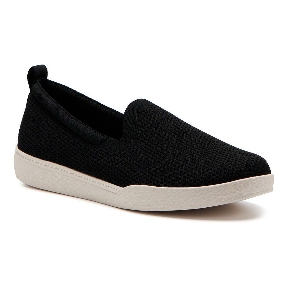 Abeo Black Knit Slip-On Flat with White Sole